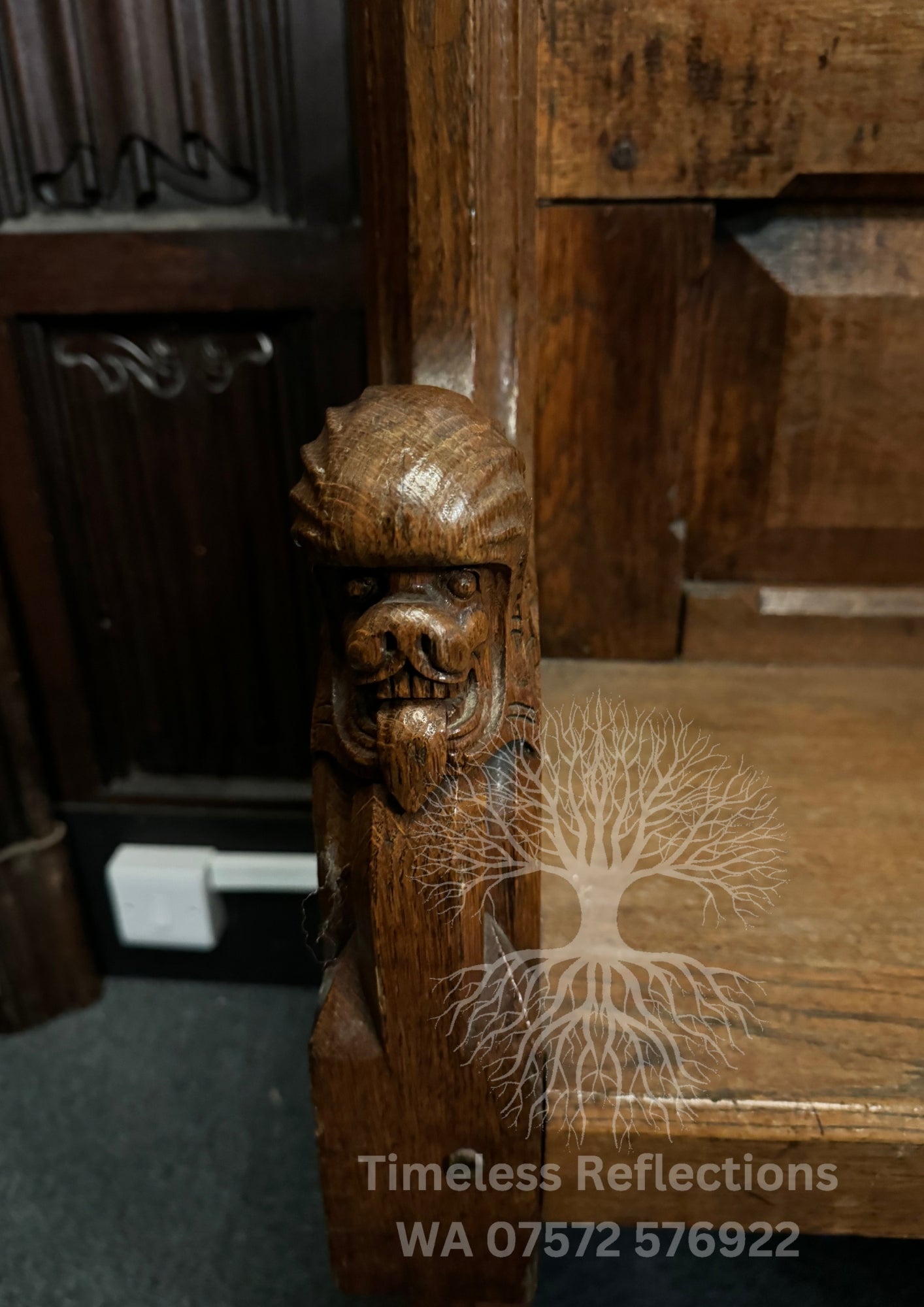 Antique Carved Oak Church Pew