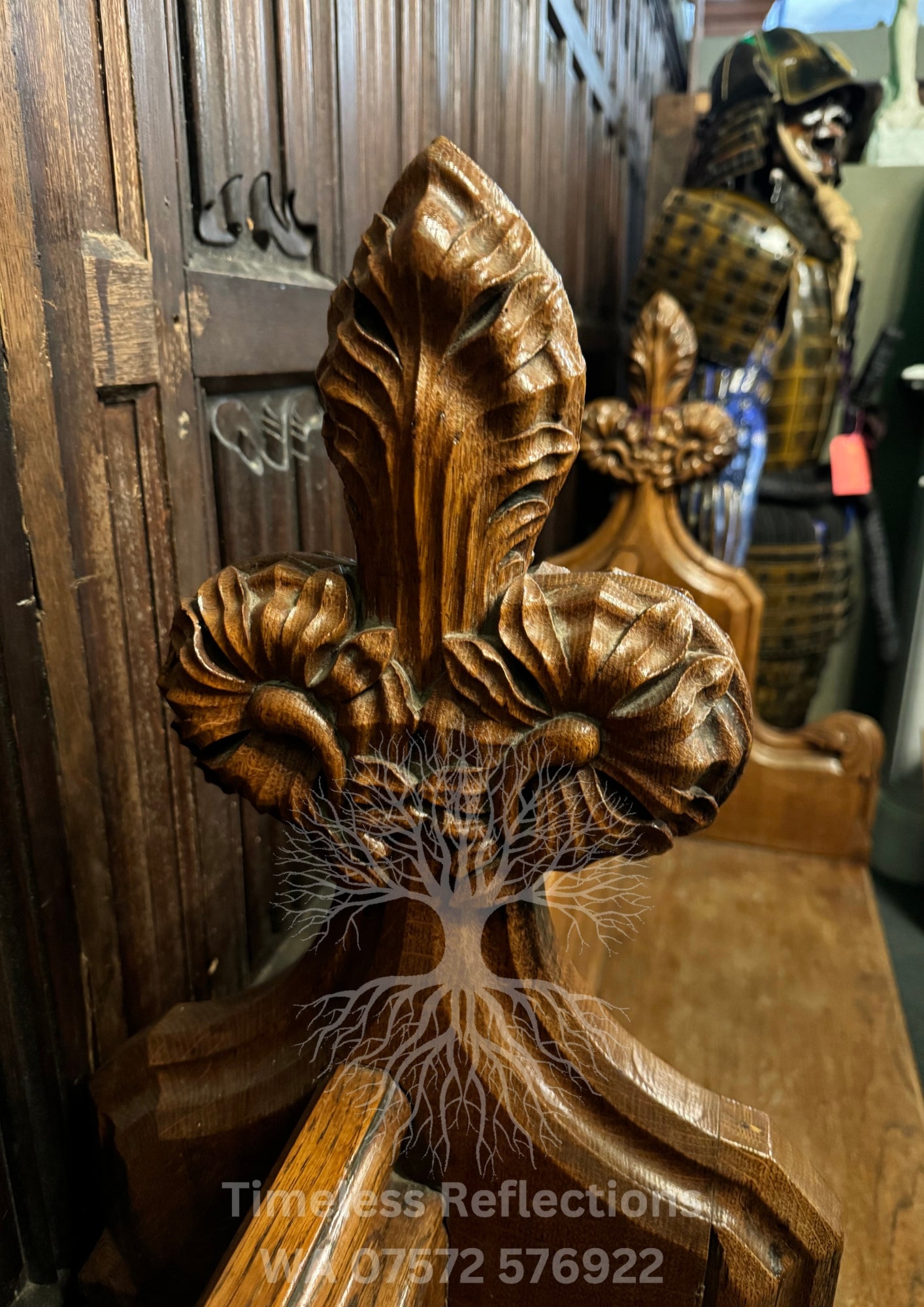 Antique Carved Oak Church Pew