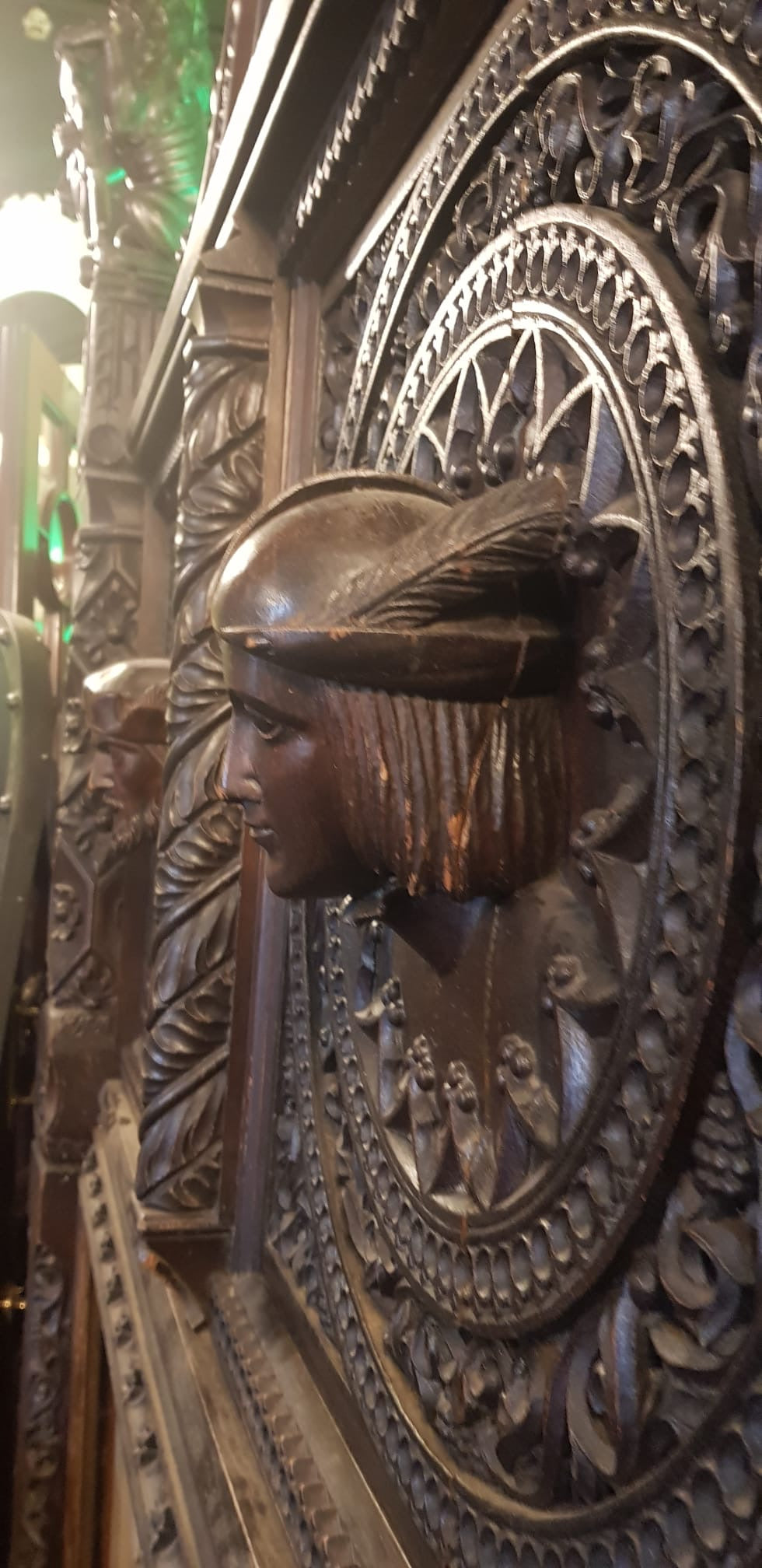 Highly Carved Antique Gothic English Oak Linenfold Panelled Room from Hampsfield House (circa 1880–82)