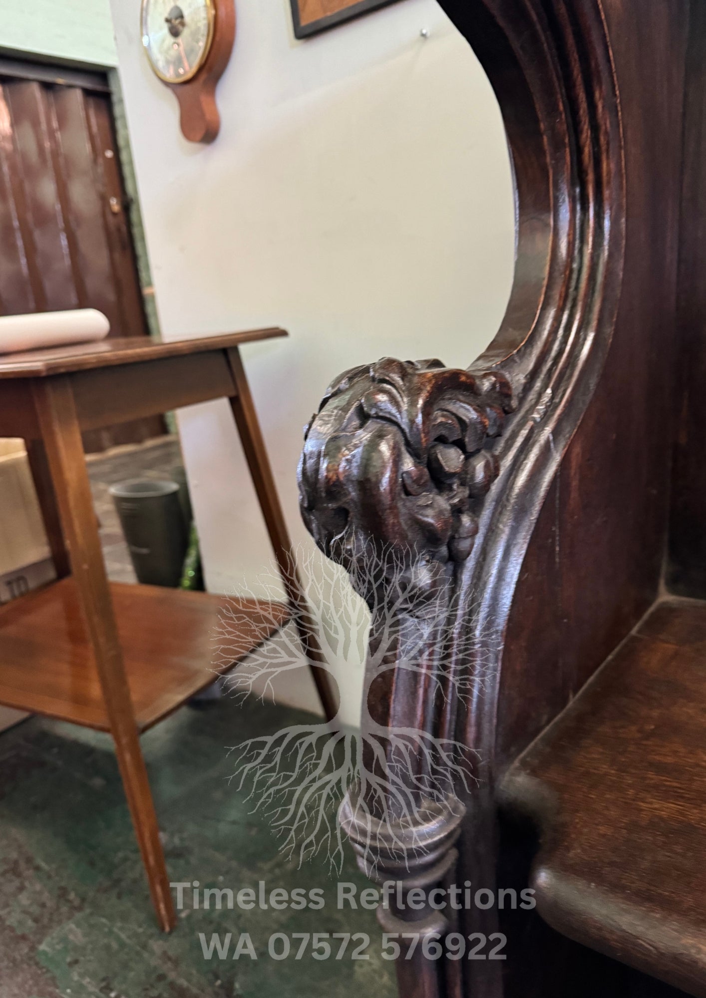 Antique Oak Church Pew with Carved Details