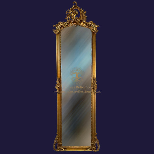 Ornate Giltwood Full-Length Mirror with Intricate Detailing