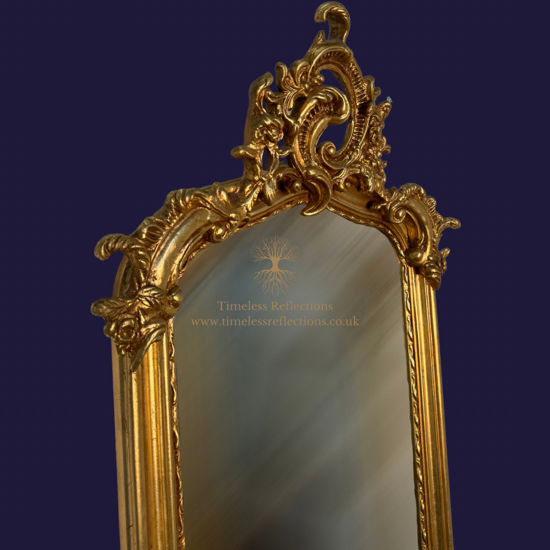 Ornate Giltwood Full-Length Mirror with Intricate Detailing
