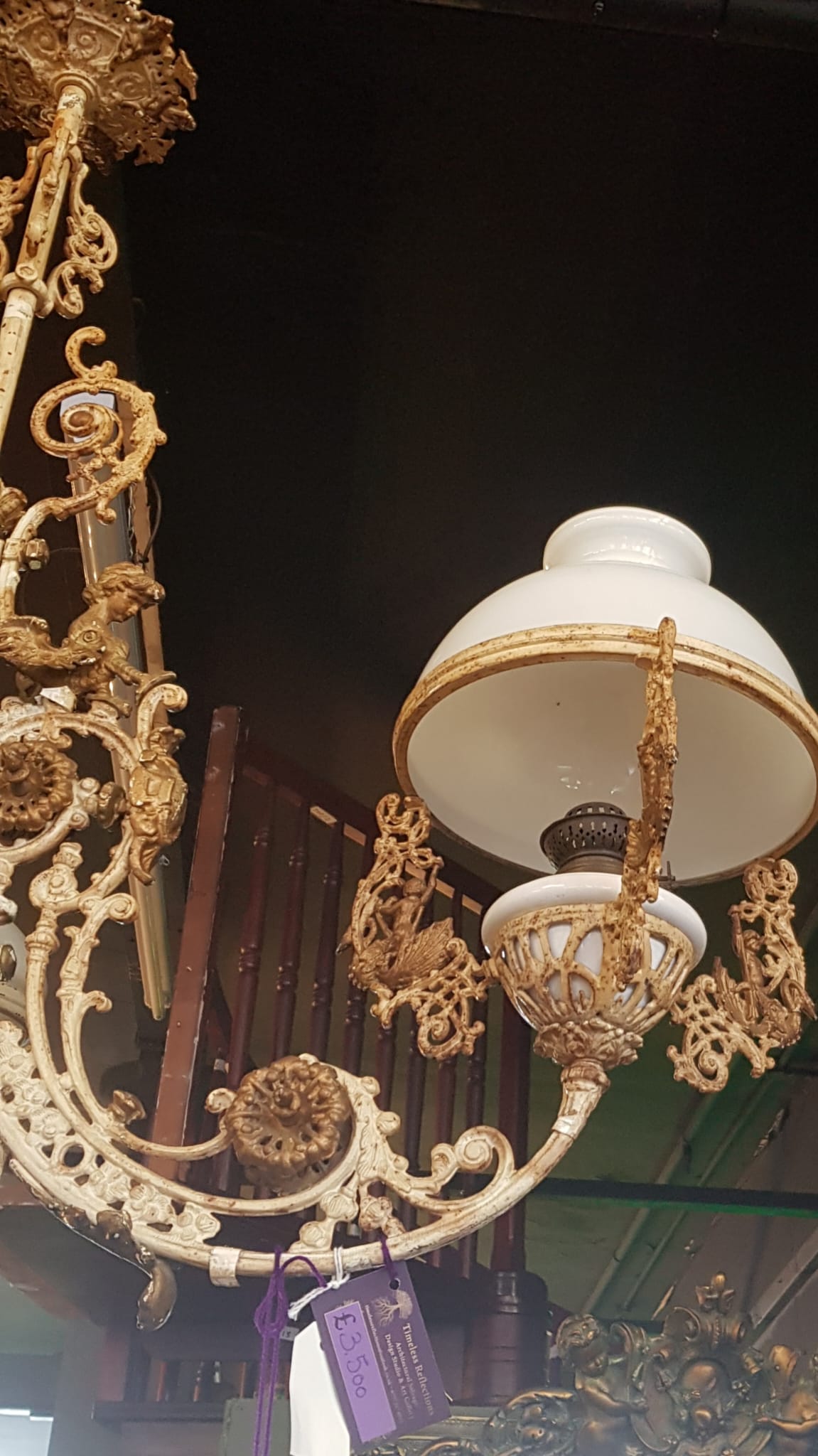 Antique Ornate Gilt Chandelier with Cherubic Detail