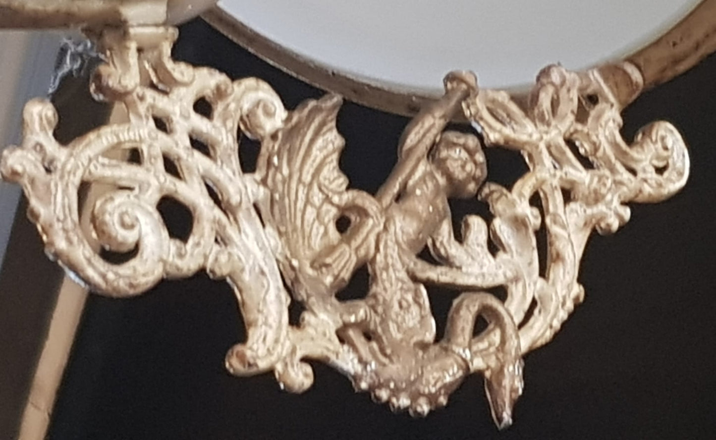 Antique Ornate Gilt Chandelier with Cherubic Detail